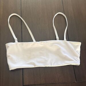 SHEIN White Bandeau Bikini Top with Thin Straps